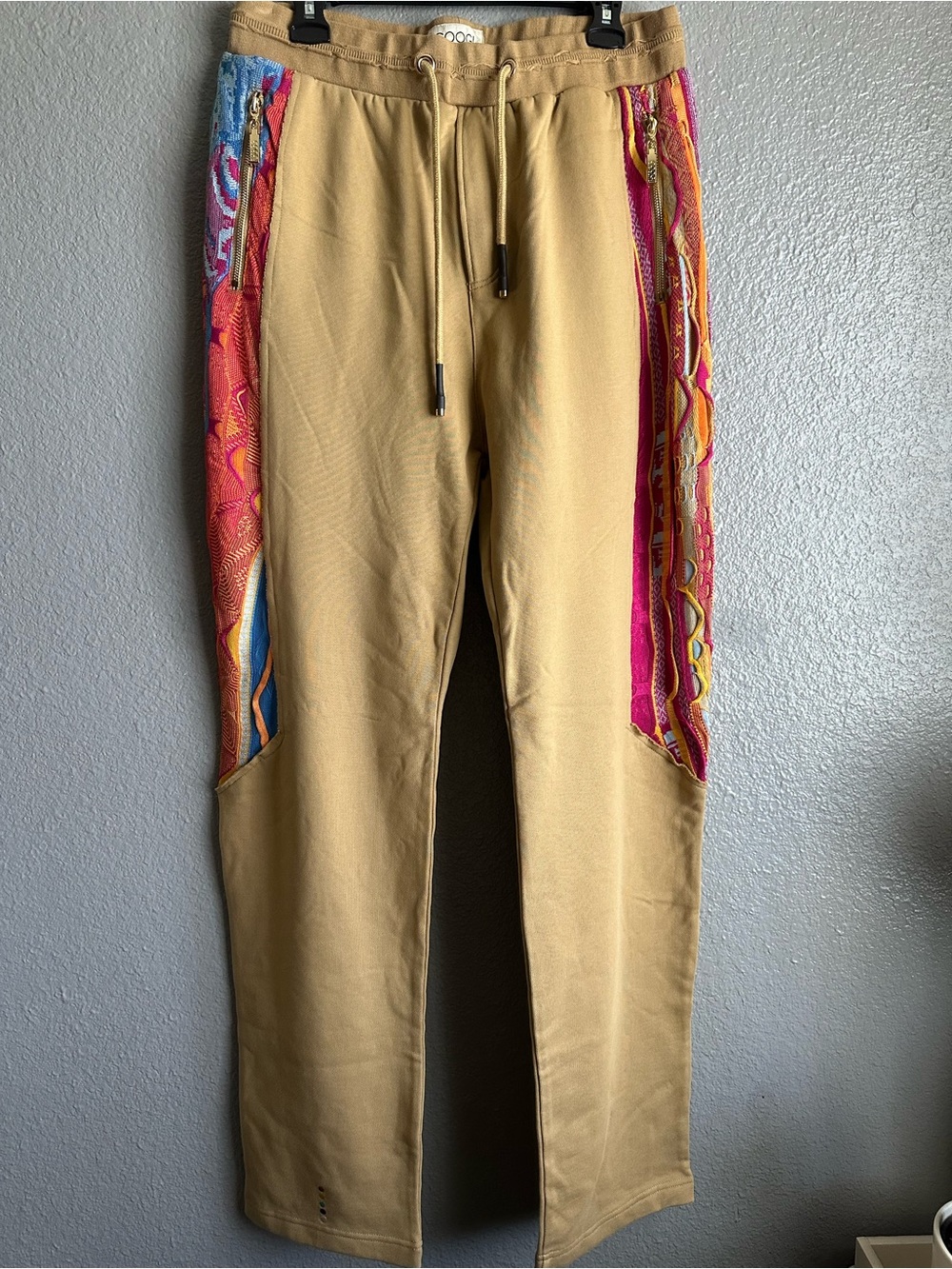 NWT COOGI khaki Joggers with Multicolor Side Panels size XL